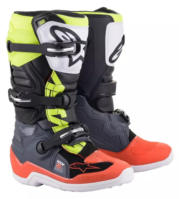 Alpinestars Ajosaapas Tech 7s Nuorten Harmaa/Punainen/Kelt Fluo, 37 (4) - Duell ajovarusteet - 38630 - 1