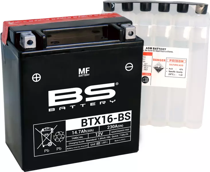 BS Battery BTX16-BS MF (cp) Maintenance Free - Duell muut varaosat ja tarvikkeet - 131500 - 1