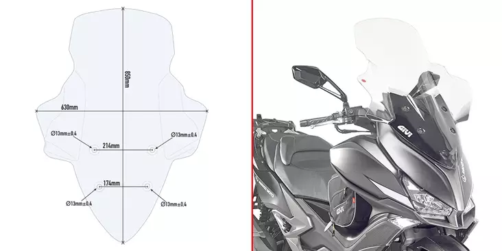 Givi Spoileriplexikirkas 85.5 x 66 cm (k x l) Xciting 400i (13-15) - Duell MP varaosat ja tarvikkeet - 100250 - 1