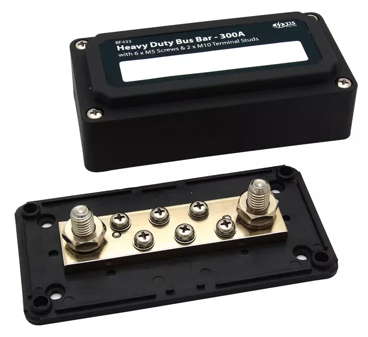 Heavy Duty BusBar kytkentäkisko 2x10mm - 6x5mm - Duell venetarvikkeet - 6580 - 1