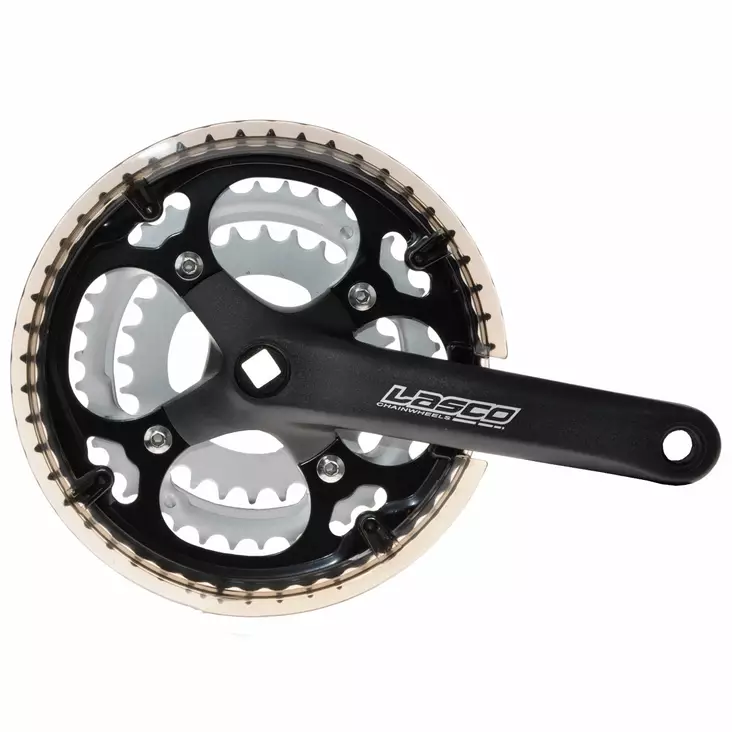 Kampipari LASCO 48/38/28 175mm alu nelikantti 113mm akseli ketjusuojalla - Duell polkupyörien varaosat ja tarvikkeet - 37880 - 1