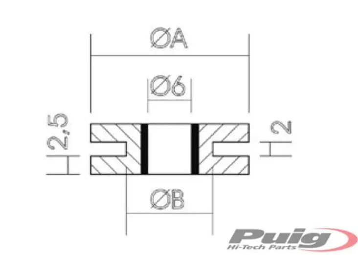 Puig Silenblock Rubber Dim. 22Mm.(25Pcs.) - Duell MP varaosat ja tarvikkeet - 99920 - 1