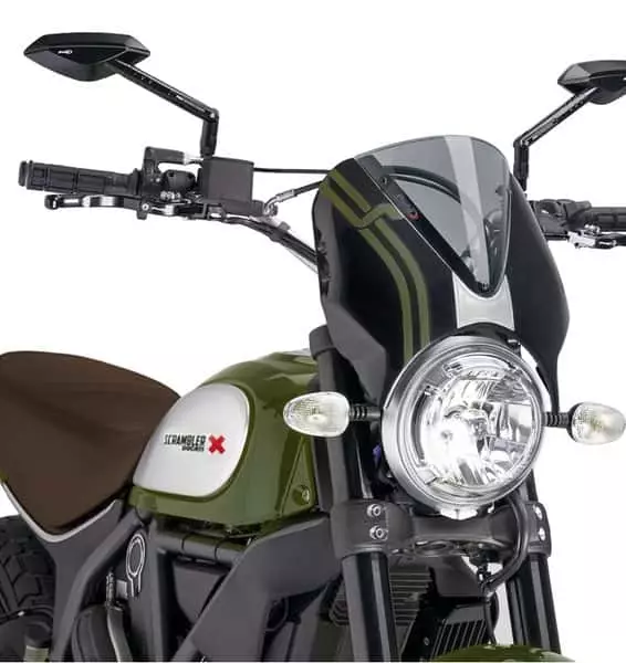 Puig Windshield Retrovision Scrambler 15-17 Black/Sm - Duell MP varaosat ja tarvikkeet - 91840 - 1