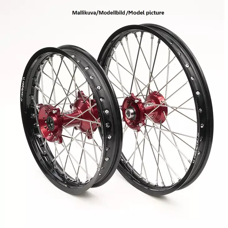 REX WHEELS 19-2,15 KTM ALL SX-F 13-22 TC&FC 16-22 MUSTA VANNE/PUN NAPA 25MM - Duell MP varaosat ja tarvikkeet - 63200 - 1