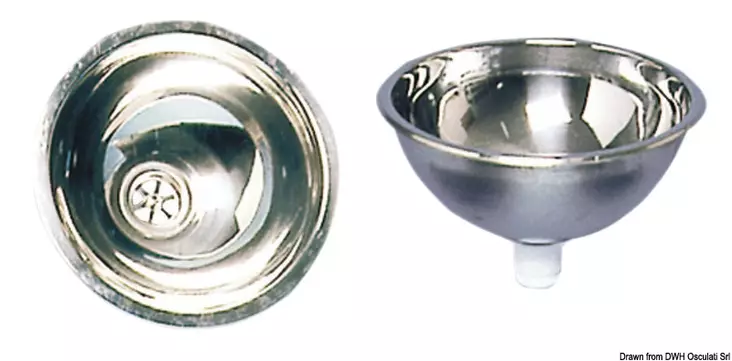 SS mirror polished hemispherical sink 260x125 mm - Duell venetarvikkeet - 5020 - 1