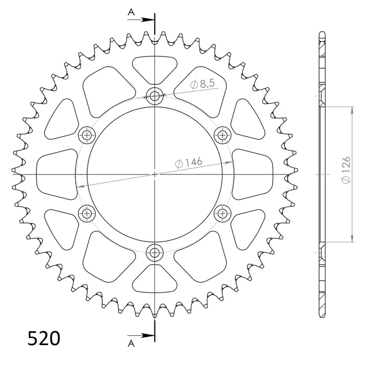 Supersprox Alu Takaratas SU RM125/250/450 Musta 50 - Duell MP varaosat ja tarvikkeet - 118690 - 1
