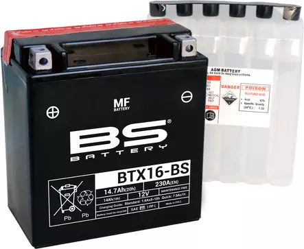 BS Battery BTX16-BS MF (cp) Maintenance Free - Duell muut varaosat ja tarvikkeet - 131500 - 1
