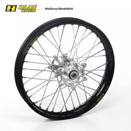 Haan wheel SX65 16-24 REAR 12-1,60 BLACK RIM/POLISHED ALLOY HUB - Duell MP varaosat ja tarvikkeet - 63140 - 1
