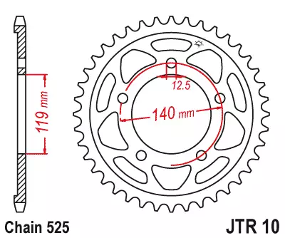 JT Rear Sprocket JTR10.42ZBK - Duell MP varaosat ja tarvikkeet - 117360 - 1