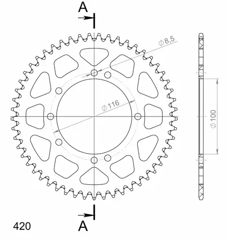 Supersprox Alu Takaratas KA KX80/85 Musta 53 - Duell MP varaosat ja tarvikkeet - 118330 - 1