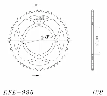 Supersprox Teräs takaratas SU RM80/85 / YA YZ80/85 Musta 50 - Duell MP varaosat ja tarvikkeet - 118820 - 1