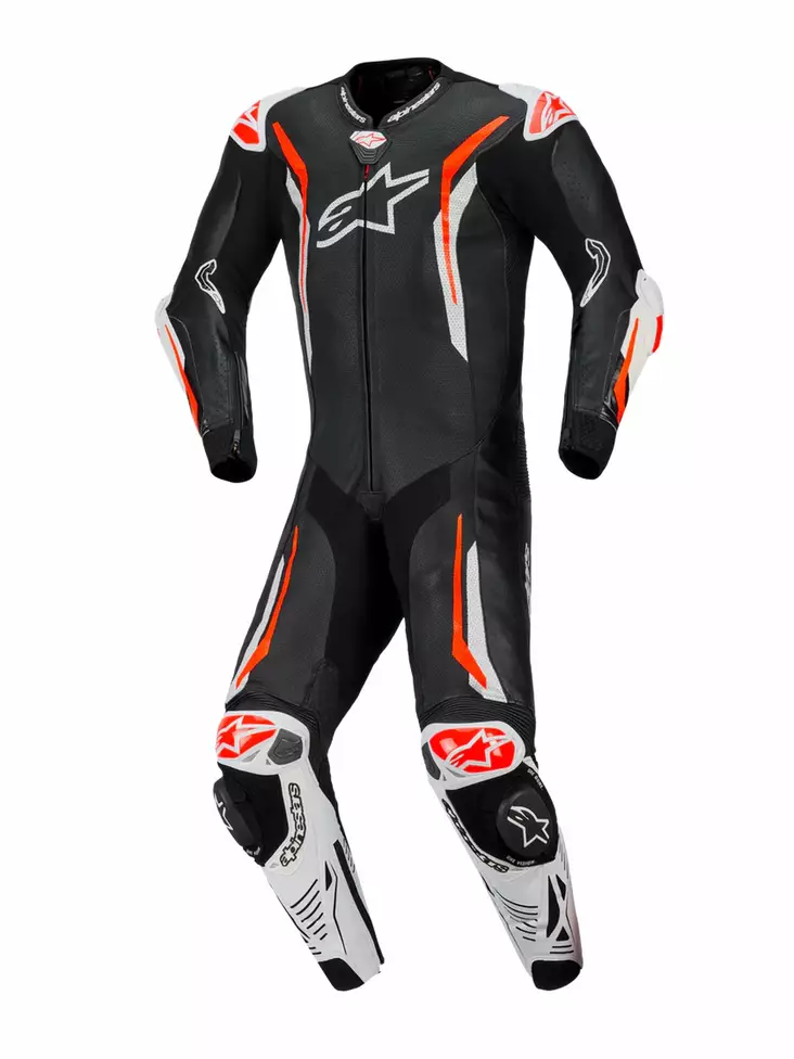 Alpinestars Nahkapuku 1-pcs GP Tech v5 Musta/Valkoinen/ Fluo Punainen, 56 - Duell ajovarusteet - 40641 - 1
