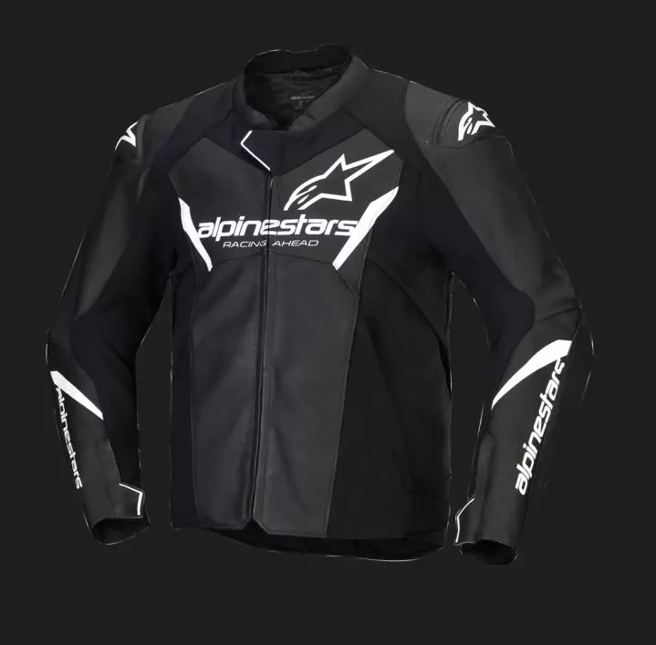 Alpinestars Nahkatakki Faster v3 Musta/Valkoinen, 50 - Duell ajovarusteet - 41091 - 1