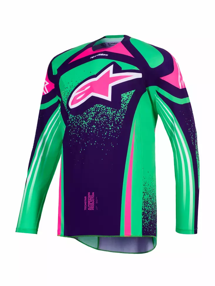 Alpinestars Paita Techstar Nomur Lila/Vihreä/Fluo Pinkki M - Duell ajovarusteet - 42901 - 1