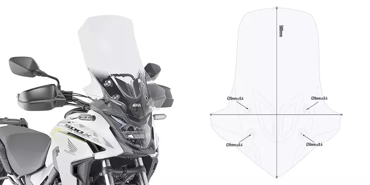 Givi Specific screen transparent 58 x 45 cm (H x W) CB 500 X (19) - Duell MP varaosat ja tarvikkeet - 100711 - 1