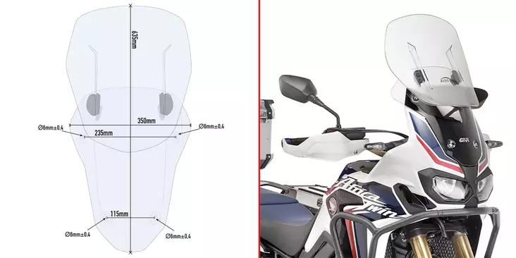 Givi Specific sliding wind-screen for Honda CRF1000L Africa Twin (16) - Duell MP varaosat ja tarvikkeet - 100121 - 1