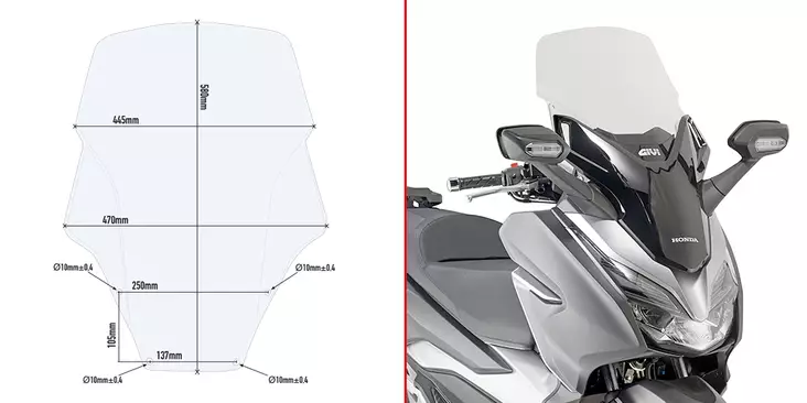 GIVI SPOILER HONDA FORZA 300 (2018) - Duell MP varaosat ja tarvikkeet - 100171 - 1