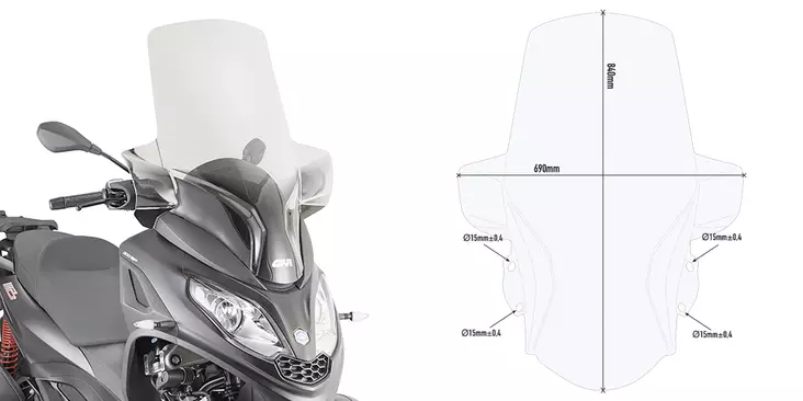 GIVI SPOILER PIAG.MP3 300 HPE - Duell MP varaosat ja tarvikkeet - 100861 - 1