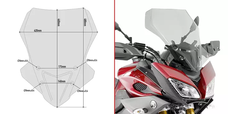Givi Spoileriplexi 48 x 42 cm (k x l) MT-09 Tracer (15) - Duell MP varaosat ja tarvikkeet - 100911 - 1