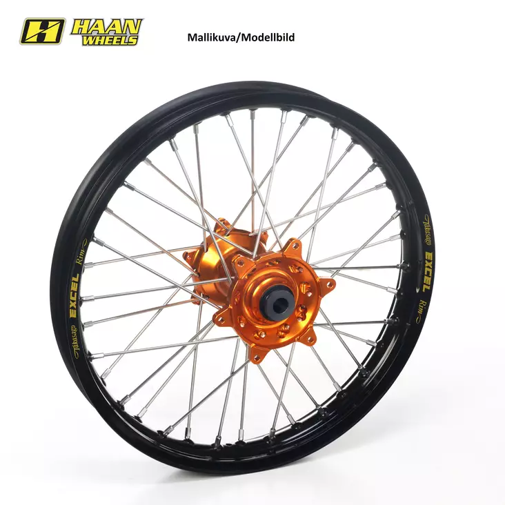 Haan wheel KTM EXC & EXC-F 18-2.15 ORANGE HUB/BLACK A60 RIM WITH CUSH - Duell MP varaosat ja tarvikkeet - 63401 - 1