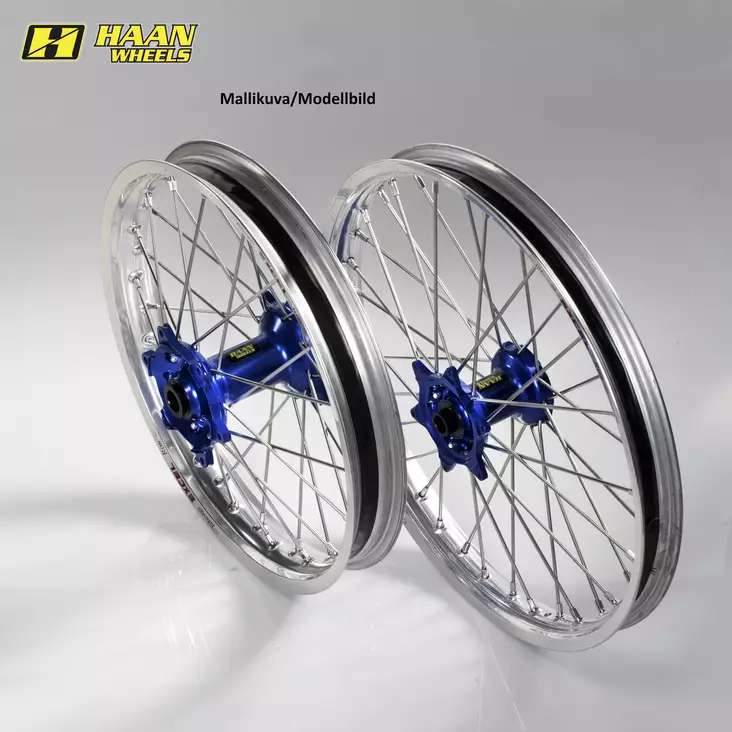Haan wheel SX&SXF 15-17 /EXC MODELS 16- 17-3,50 SILVER RIM/BLUE HUB - Duell MP varaosat ja tarvikkeet - 63881 - 1