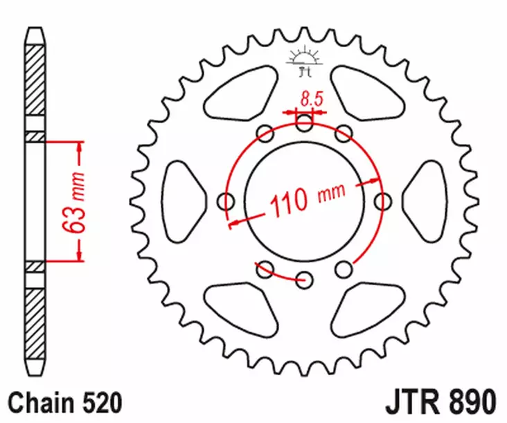 JT Rear Sprocket JTR890.45 - Duell MP varaosat ja tarvikkeet - 117381 - 1