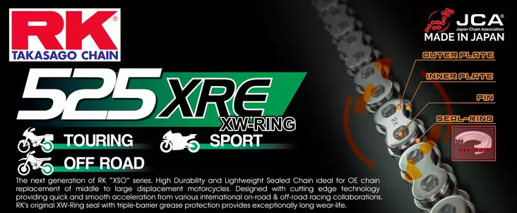 RK 525XRE XW-rengasketju +CLF(niittil.) - Duell MP varaosat ja tarvikkeet - 117311 - 1