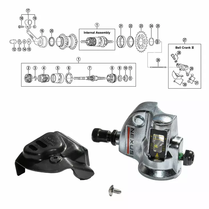 SHIMANO 3-v (SG-3C41) vaihteensiirrin täydellinen - Duell polkupyörien varaosat ja tarvikkeet - 52841 - 1