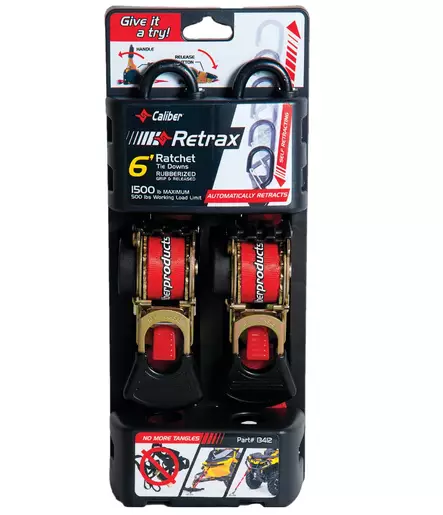 Caliber Retrax 6' Self rewind tiedown strap kit (2pc) - Duell MK varaosat ja tarvikkeet - 21101 - 1