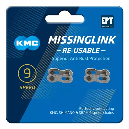 Ketjulukko KMC MissingLink 9R Silver EPT 11/128" tappi 6.6mm 2kpl/pkt - Duell polkupyörien varaosat ja tarvikkeet - 8231 - 1