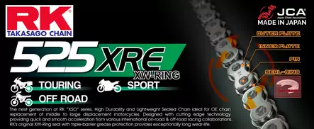 RK 525XRE XW-rengasketju +CLF(niittil.) - Duell MP varaosat ja tarvikkeet - 117311 - 1