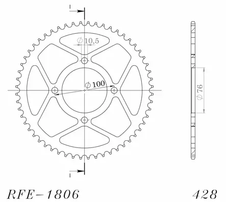 Supersprox / JT Teräs takaratas 1806.56 - Duell MP varaosat ja tarvikkeet - 119511 - 1