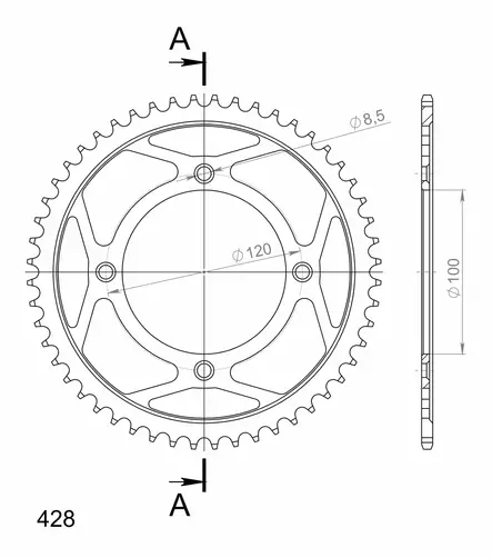 Supersprox Teräs takaratas SU RM80/85 / YA YZ80/85 Musta 52 - Duell MP varaosat ja tarvikkeet - 118471 - 1