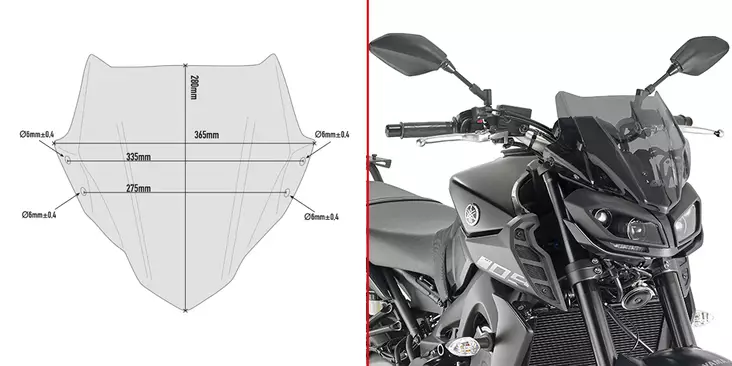 Givi Spoileriplexi savu 28 x 36.5 cm MT-09 (17-18) - Duell MP varaosat ja tarvikkeet - 100892 - 1