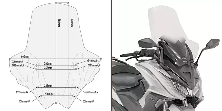 GIVI TRANS.WINDSCREEN KYMCO AK 550 - Duell MP varaosat ja tarvikkeet - 100132 - 1
