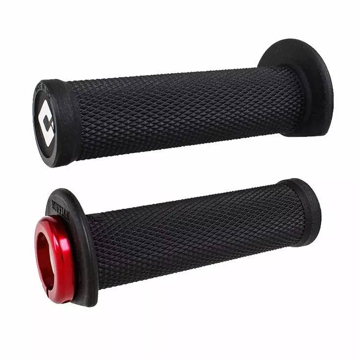 ODI (Single-Clamp) GRIPS RUFFIAN ATV/PWC - V2.1 L/O 125mm ¾ Flg Black w/Red Cla - Duell MP varaosat ja tarvikkeet - 53672 - 1