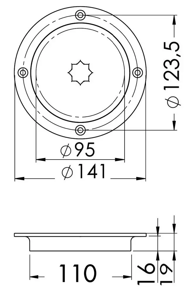 Osculati Inspection hatch AISI 316 passage 95 mm - Duell venetarvikkeet - 5562 - 1