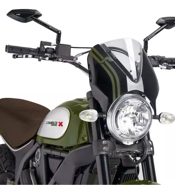 Puig Windshield Retrovision Scrambler 15-18 Black/Cl - Duell MP varaosat ja tarvikkeet - 91682 - 1