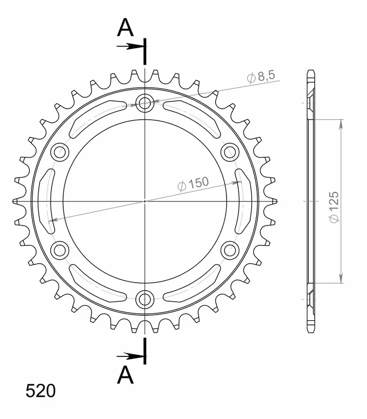 Supersprox Teräs takaratas KTM/Husqv./Husab. Musta 38 - Duell MP varaosat ja tarvikkeet - 118462 - 1