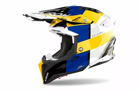 Airoh Kypärä Aviator 3 Monarch Sininen/Keltainen Kiiltävä, L - Duell ajovarusteet - 60412 - 1