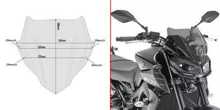 Givi Spoileriplexi savu 28 x 36.5 cm MT-09 (17-18) - Duell MP varaosat ja tarvikkeet - 100892 - 1
