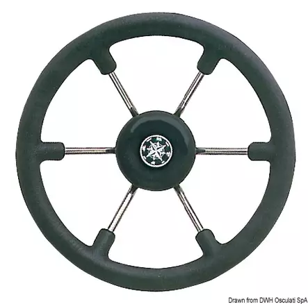 Osculati SS steering wheel black 340 mm - Duell venetarvikkeet - 4762 - 1