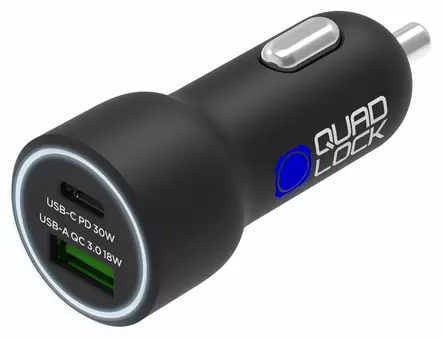 Quad Lock 48W Dual Car Charger - USB-C PD + USB-A QC3.0 - Duell MP varaosat ja tarvikkeet - 116942 - 1