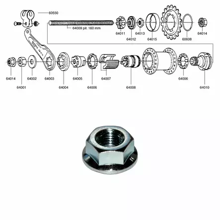 SHIMANO 1-v (CB-E110) laippamutteri - Duell polkupyörien varaosat ja tarvikkeet - 53482 - 1