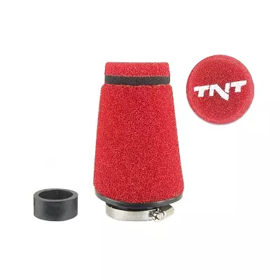 TNT Ilmasuodatin Seed Punainen Kiinitys Ø 28/35mm (Ø 70 - 48mm x p. 100mm) - Duell mopojen varaosat ja tarvikkeet - 115592 - 1