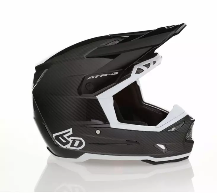 6D Helmet ATR-3 Solid Gloss Black White FIM - M - Duell ajovarusteet - 58823 - 1