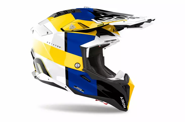 Airoh Kypärä Aviator 3 Monarch Sininen/Keltainen Kiiltävä, XS - Duell ajovarusteet - 60483 - 1