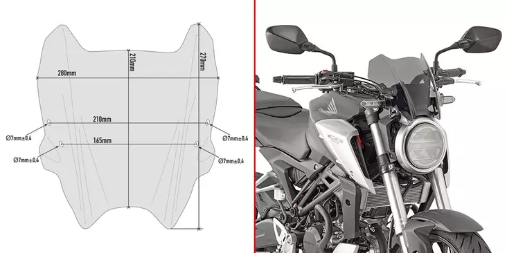 GIVI SPECIFIC SCREEN HONDA CB125R - Duell MP varaosat ja tarvikkeet - 100783 - 1