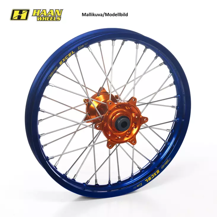 Haan wheel KX 250 / KXF 450 03-14 19-2,15 ORANGE HUB/BLUE RIM - Duell MP varaosat ja tarvikkeet - 64053 - 1