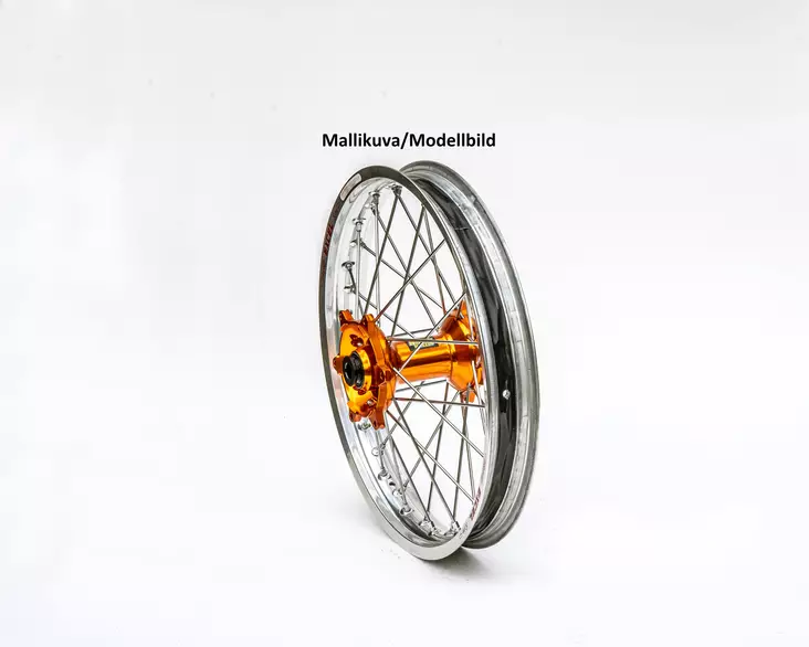 Haan wheel SX&SXF&EXC MODELS 95-16 17-5,00 SILVER RIM/ORANGE HUB - Duell MP varaosat ja tarvikkeet - 63323 - 1